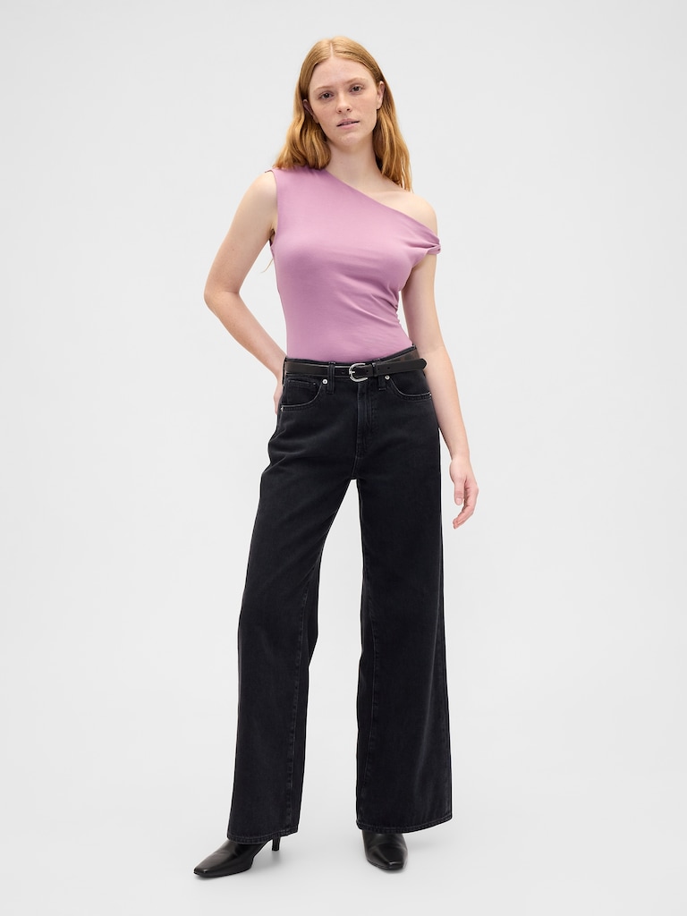 Stretch Jersey One-Shoulder Top