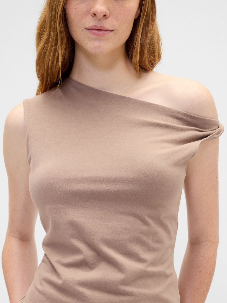 Stretch Jersey One-Shoulder Top