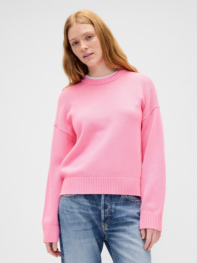 Relaxed Cotton Crewneck Sweater