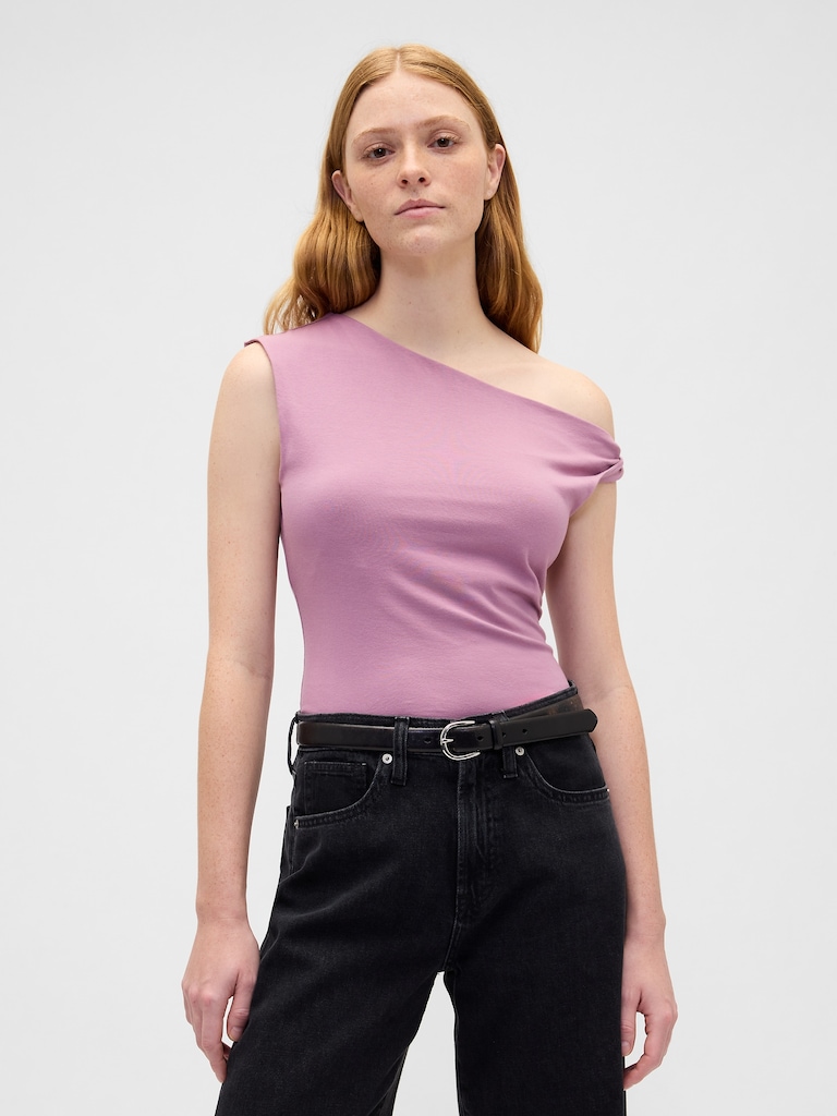 Stretch Jersey One-Shoulder Top