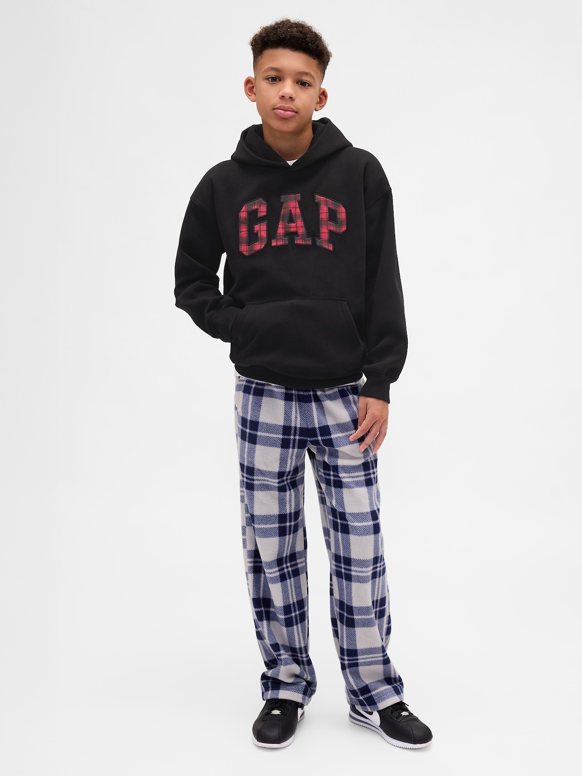 Kids VintageSoft Relaxed Plaid Logo Hoodie