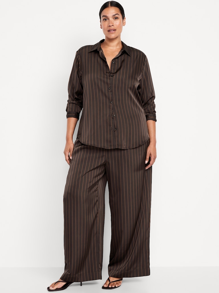 High-Waisted Satin Wide-Leg Pants