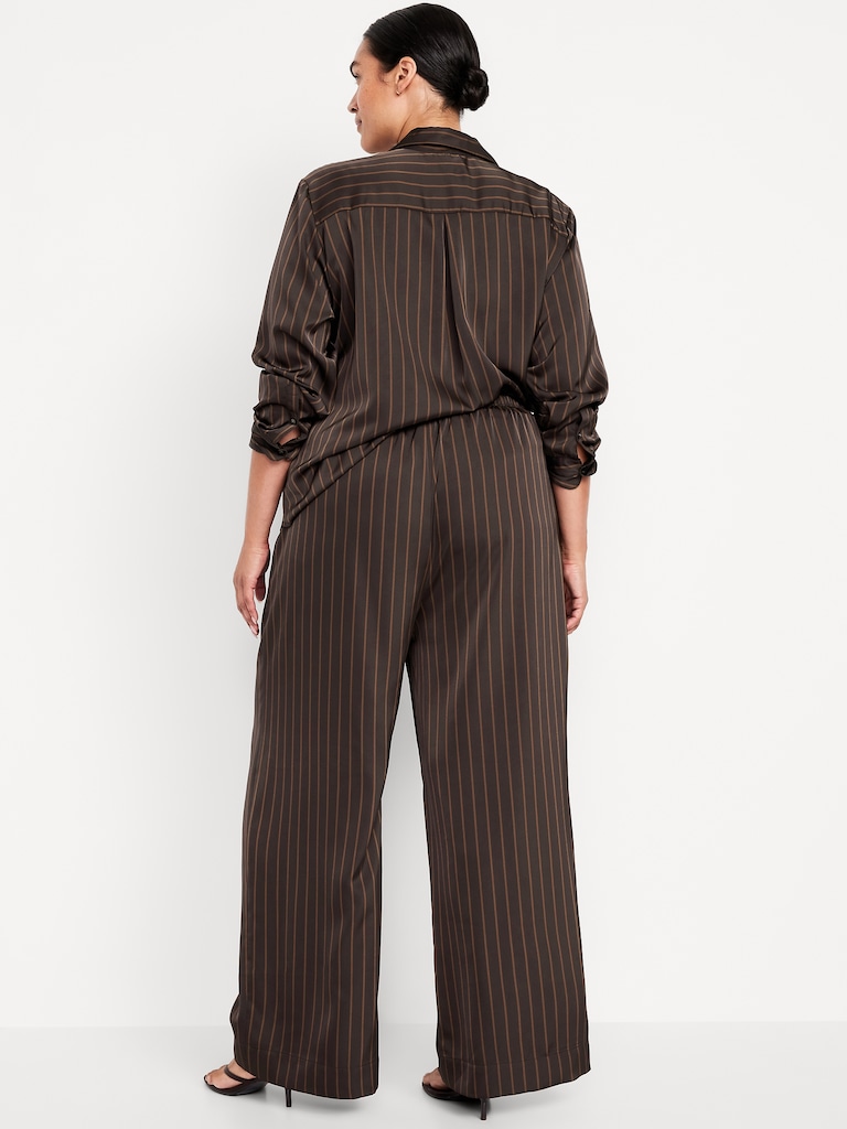 High-Waisted Satin Wide-Leg Pants