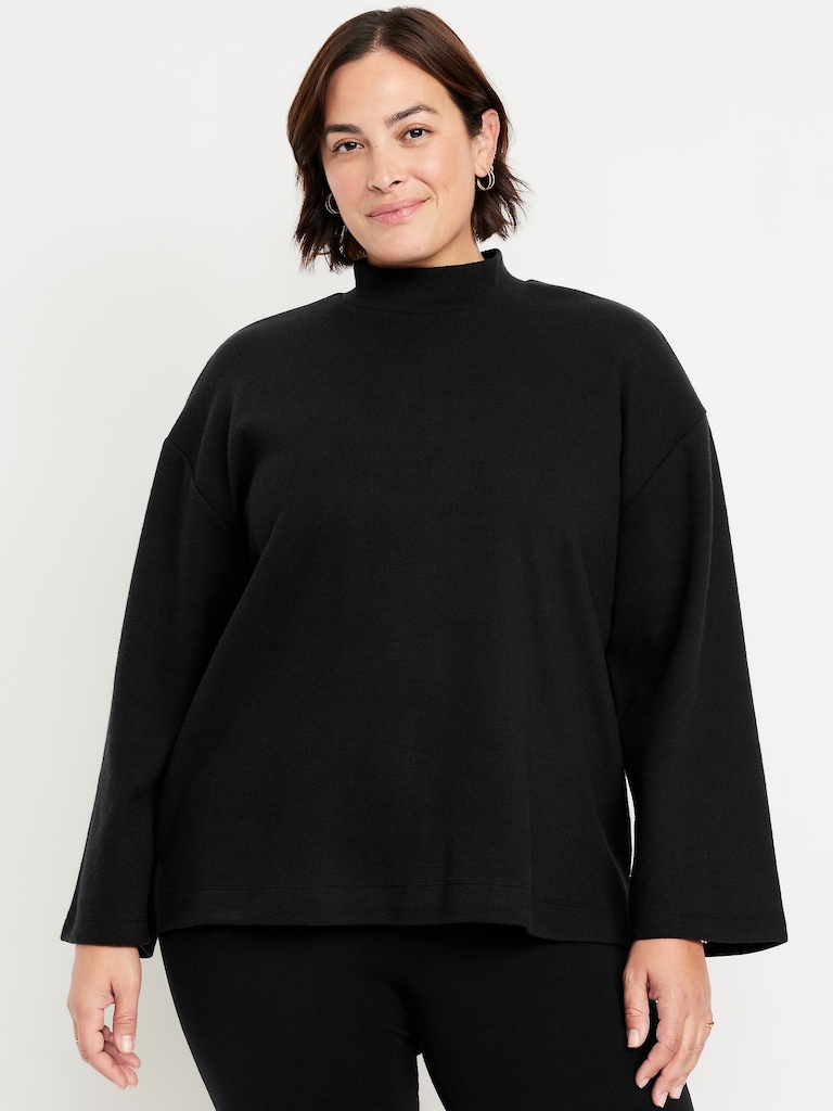 Cozy Mock-Neck Tunic Sweater