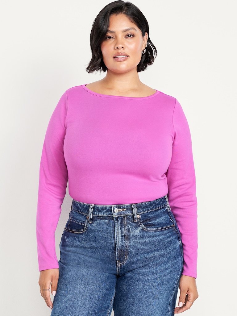 Snug Long-Sleeve Boatneck T-Shirt