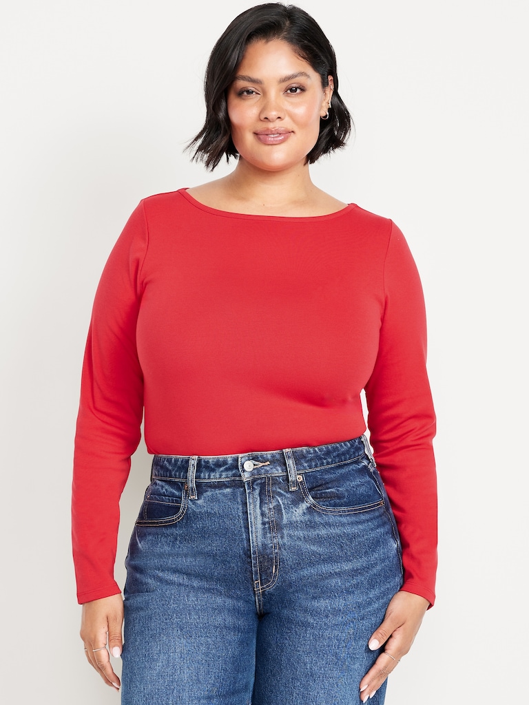 Snug Long-Sleeve Boatneck T-Shirt