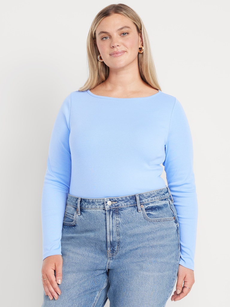 Snug Long-Sleeve Boatneck T-Shirt