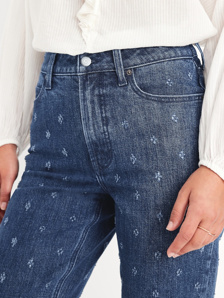 Extra High-Waisted Textured Straight Jeans