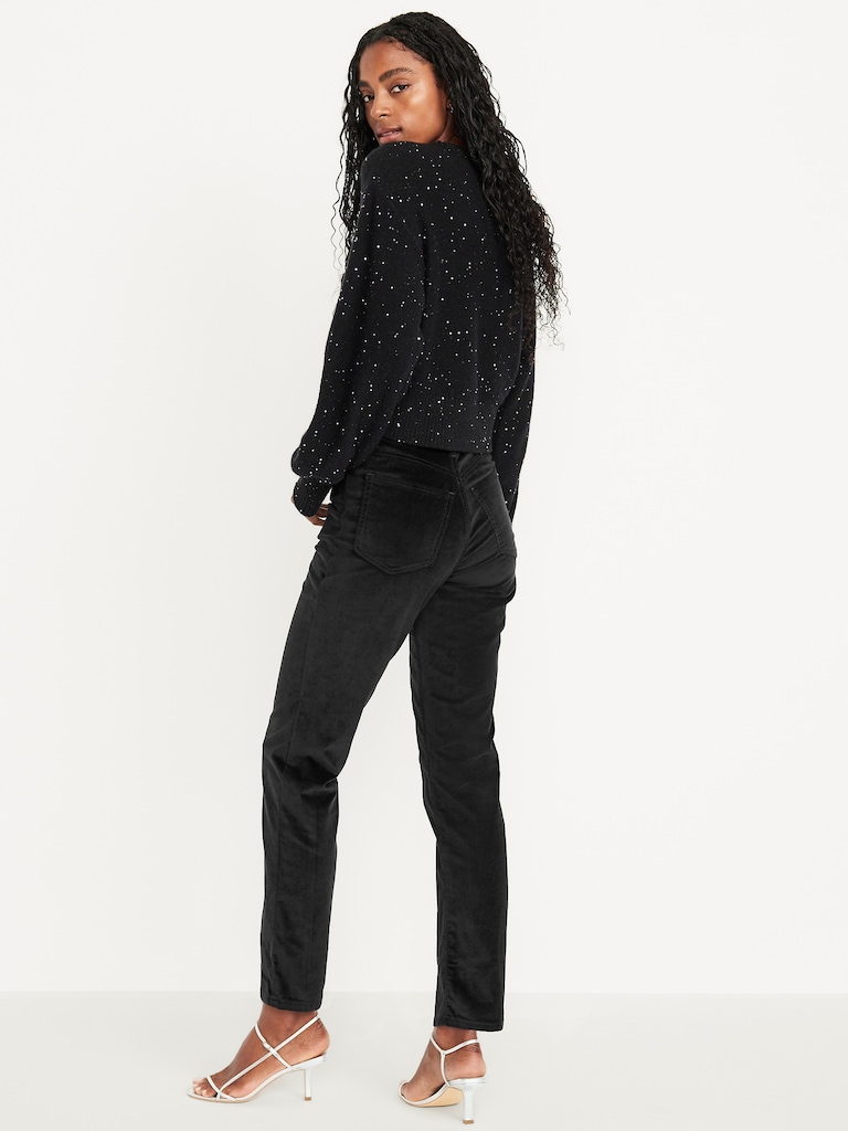 High-Waisted Velvet OG Straight Ankle Pants