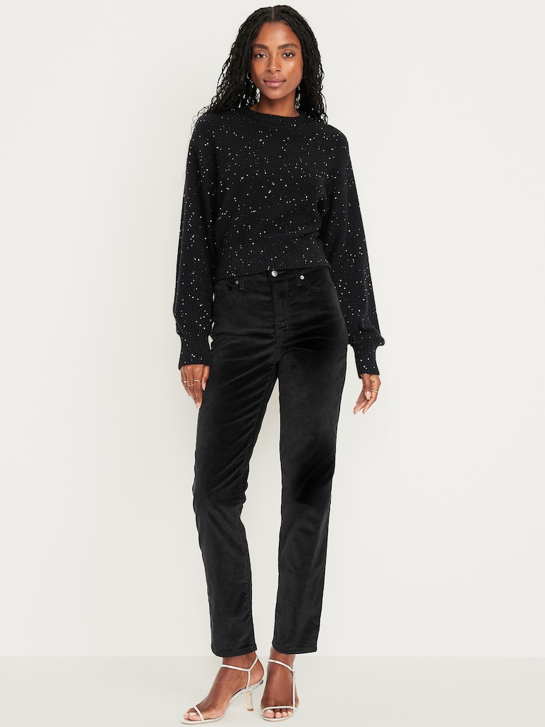 High-Waisted Velvet OG Straight Ankle Pants
