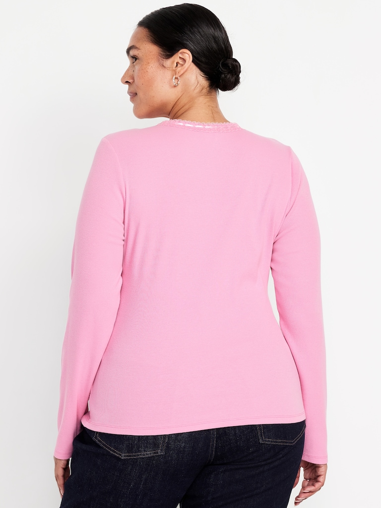 Scoop-Neck Long-Sleeve Ribbed Top