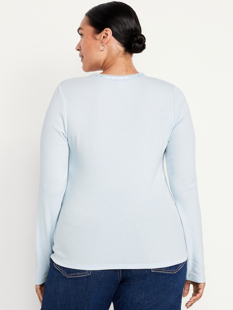 Scoop-Neck Long-Sleeve Ribbed Top