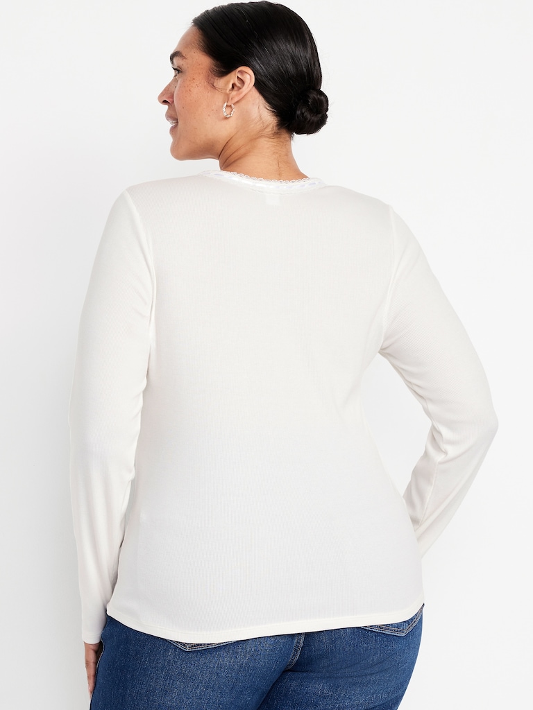 Scoop-Neck Long-Sleeve Ribbed Top
