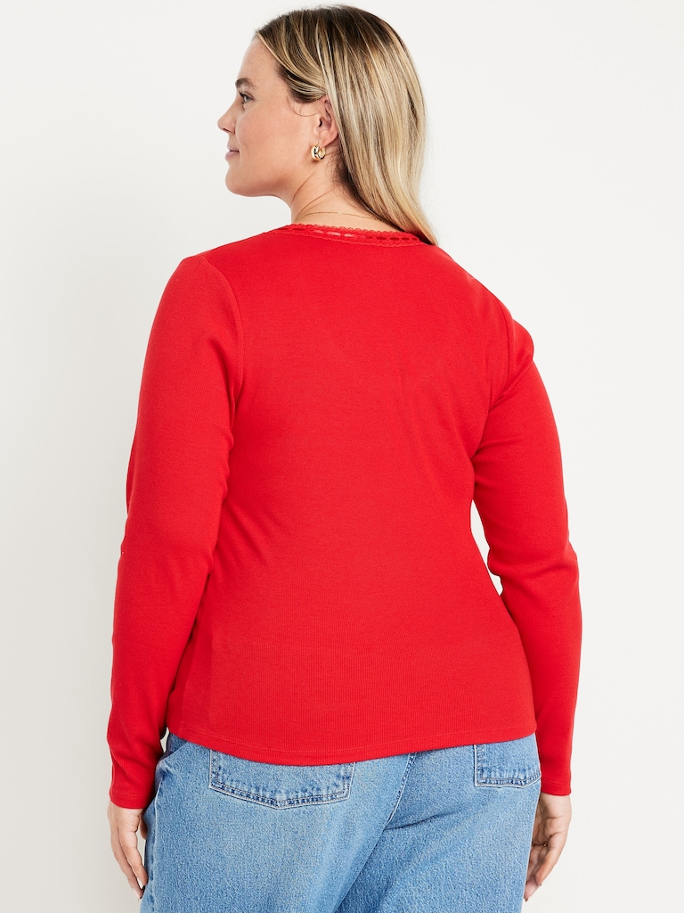 Scoop-Neck Long-Sleeve Ribbed Top