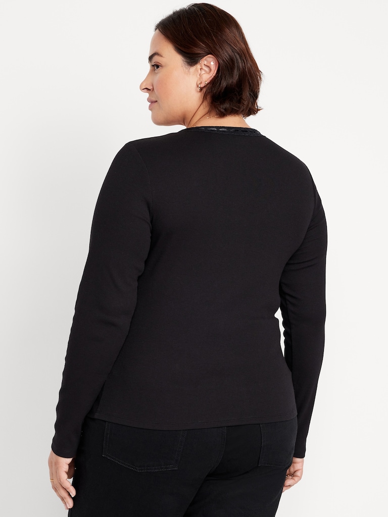 Scoop-Neck Long-Sleeve Ribbed Top