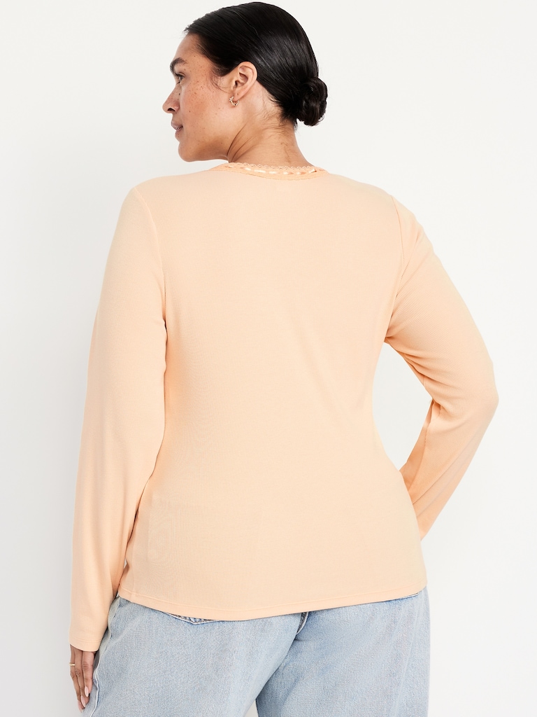 Scoop-Neck Long-Sleeve Ribbed Top