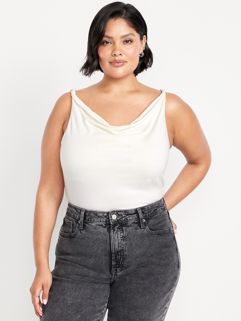 Cowl-Neck Twist-Strap Top