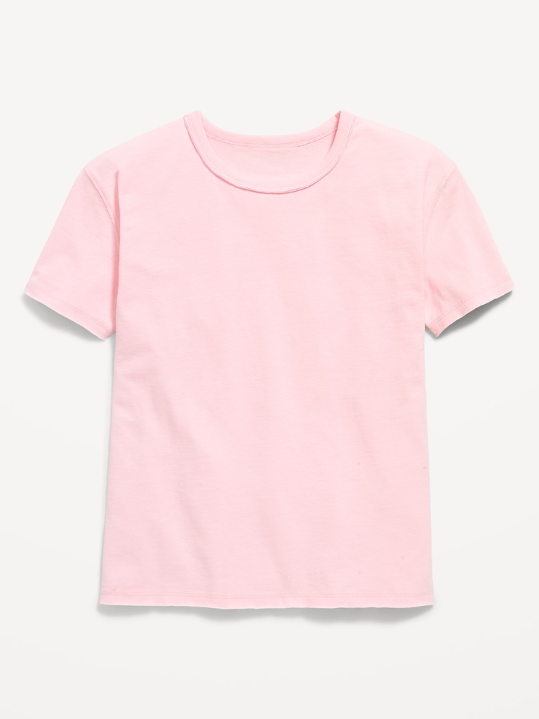 Oversized Short-Sleeve Raw-Edge T-Shirt for Girls