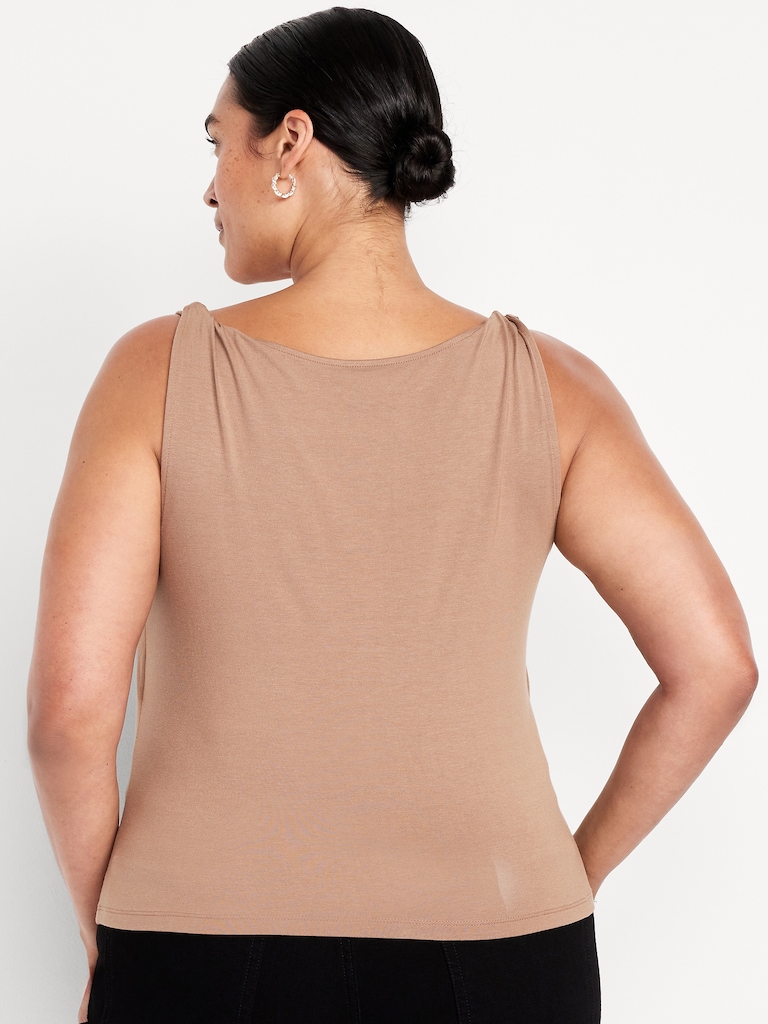 Cowl-Neck Twist-Strap Top