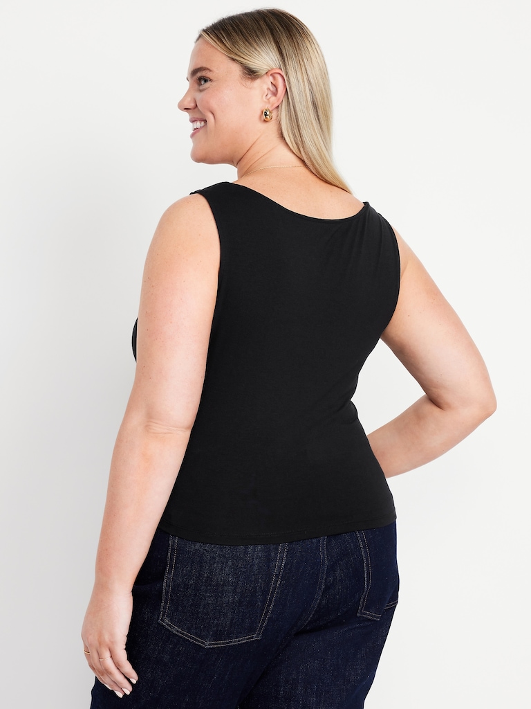 Cowl-Neck Twist-Strap Top