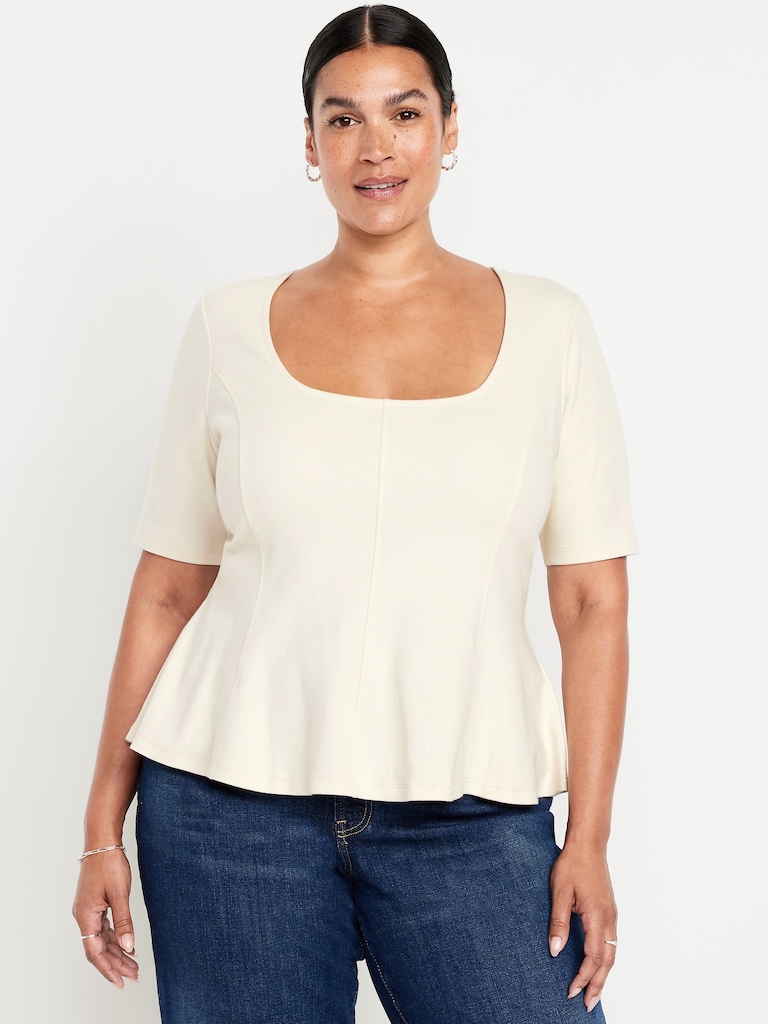 Square-Neck Peplum Top