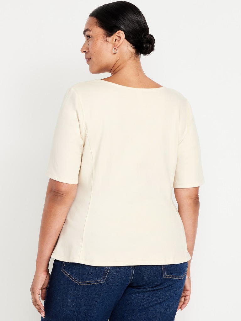 Square-Neck Peplum Top