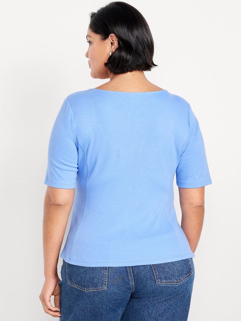 Square-Neck Peplum Top