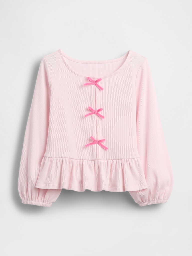 Baby & Toddler Bow-Front Rib Peplum Top