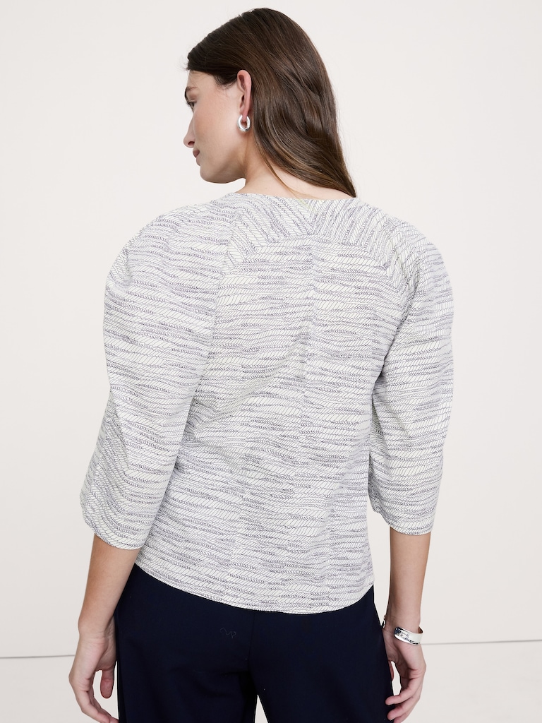 Stretch-Cotton Volume-Sleeve Top