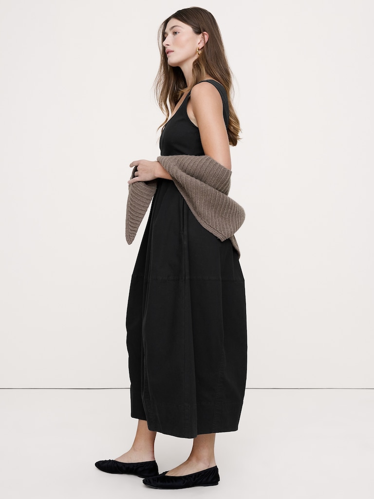 Stretch-Cotton Barrel Midi Dress