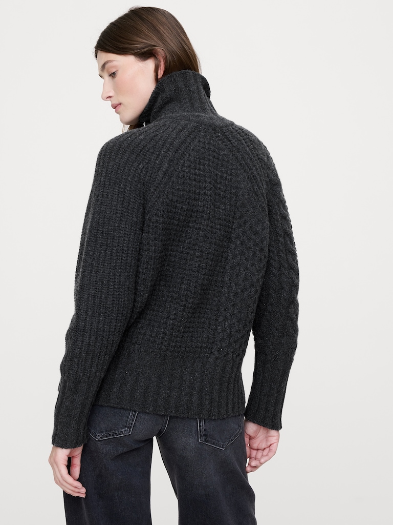 Merino-Cotton Asymmetrical Zip Sweater