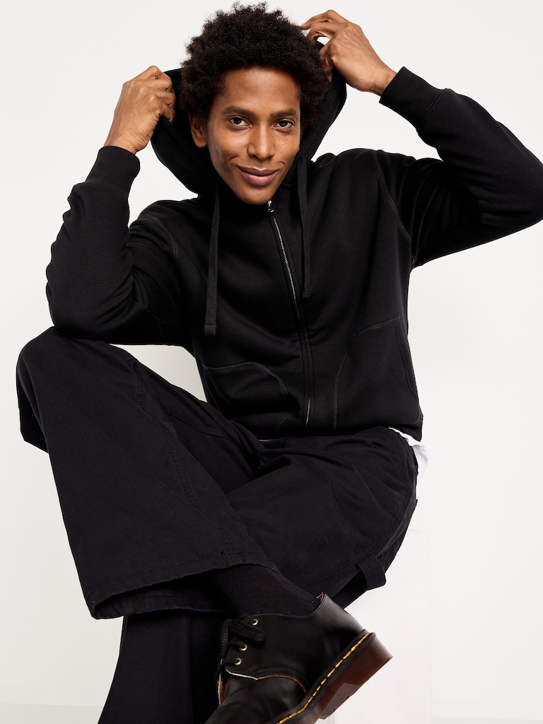 Sherpa-Lined Fleece Zip Hoodie