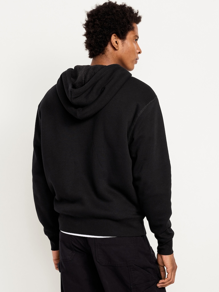 Sherpa-Lined Fleece Zip Hoodie