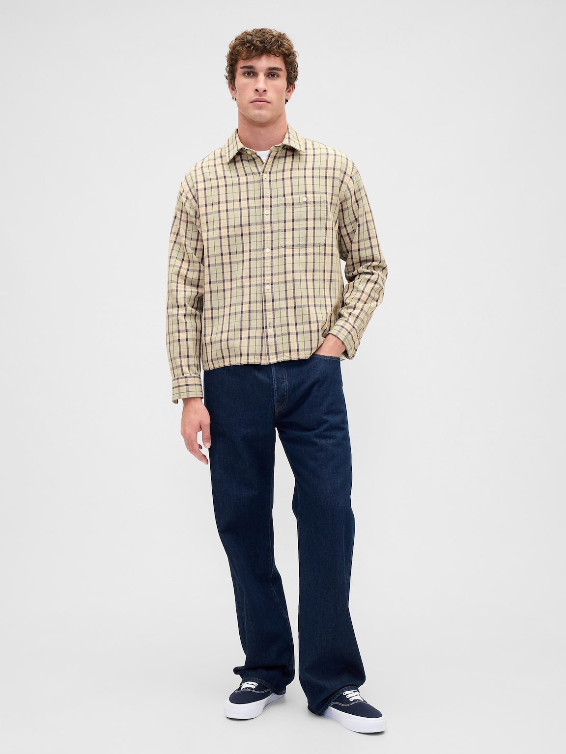 Twill Straight-Hem Shirt