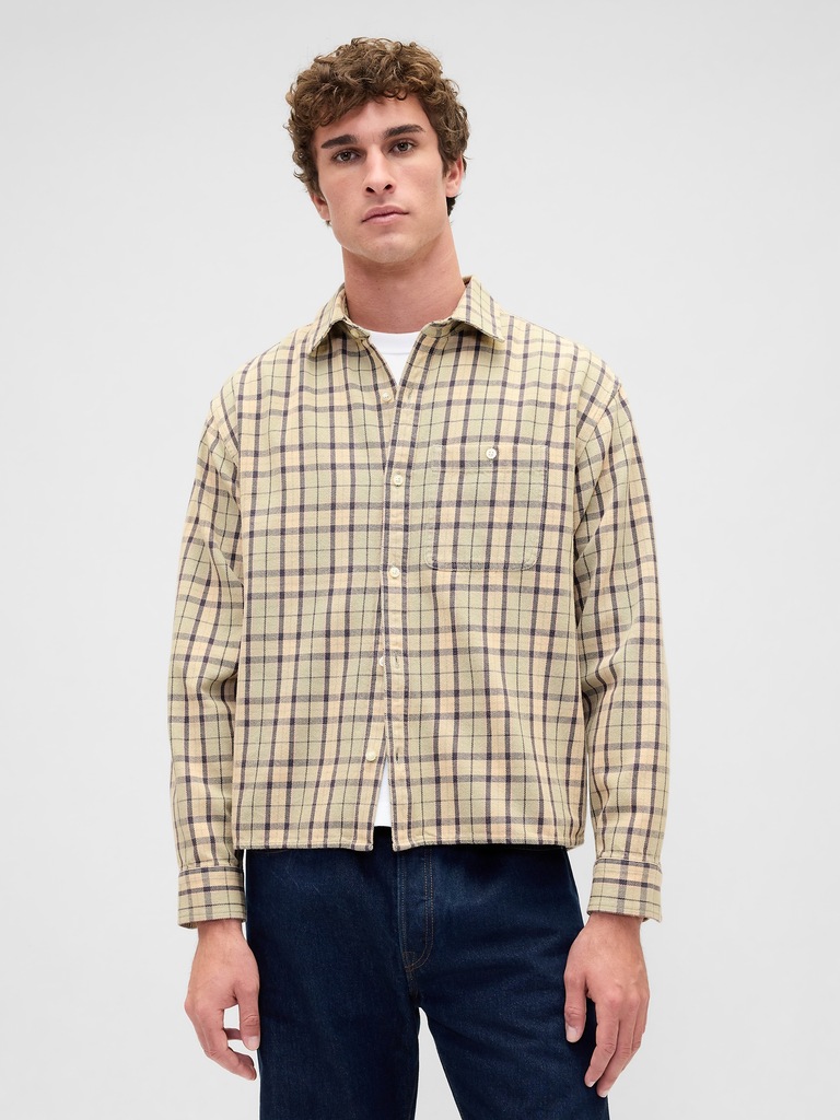 Sunwashed Twill Straight-Hem Shirt