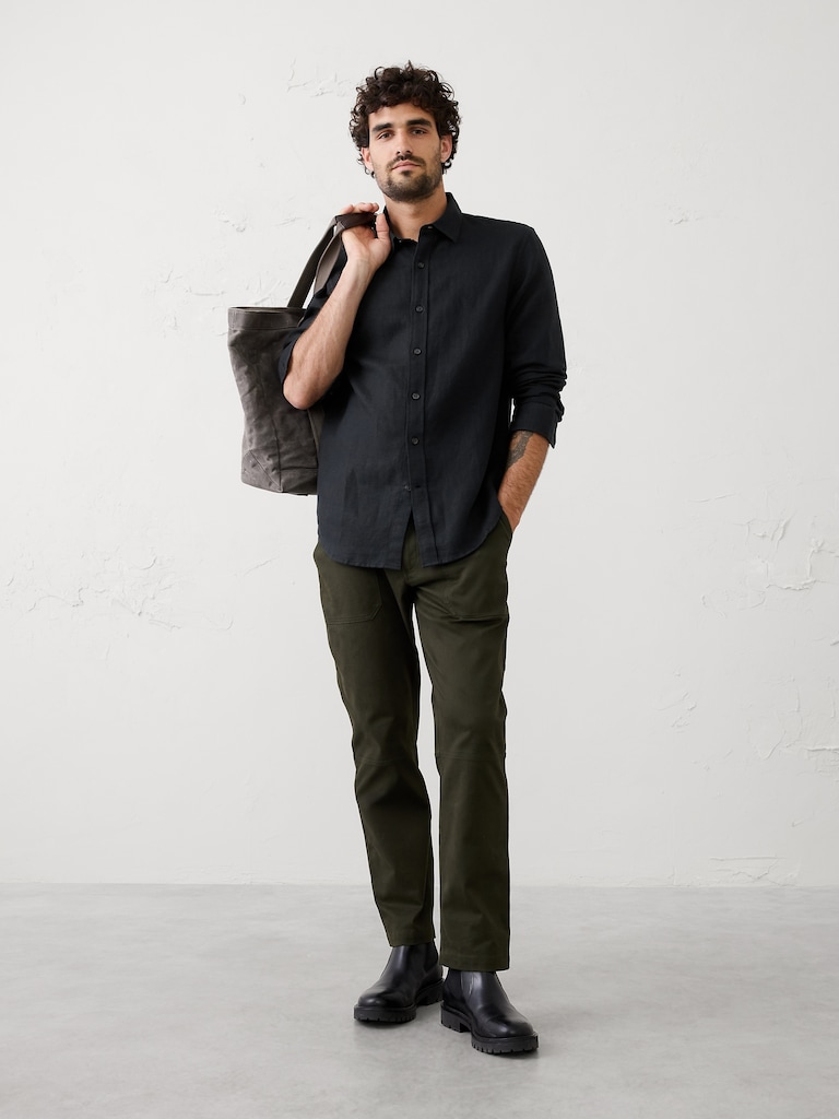 Slim-Fit Linen-Blend Shirt