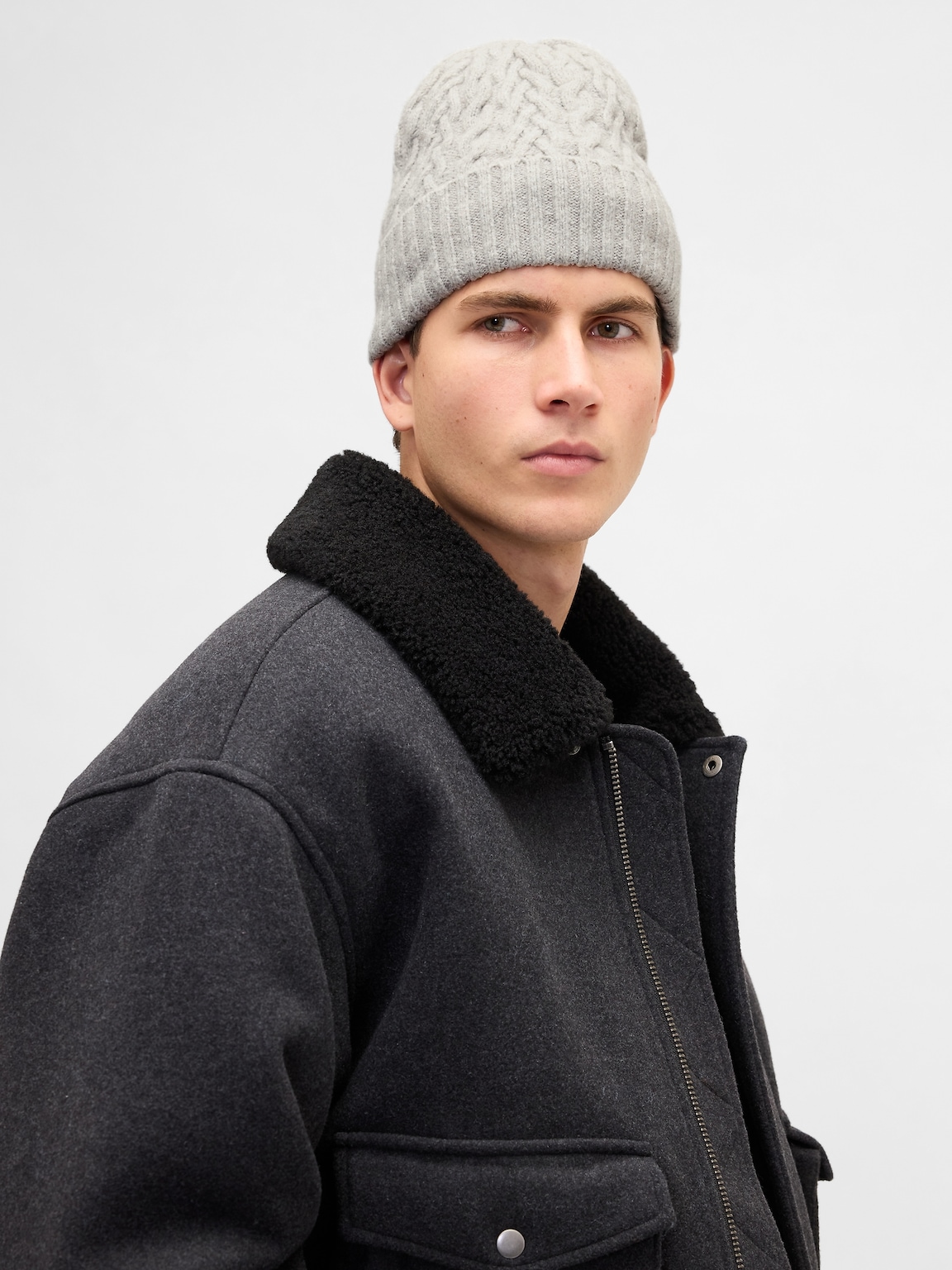 CashSoft Cable-Knit Beanie