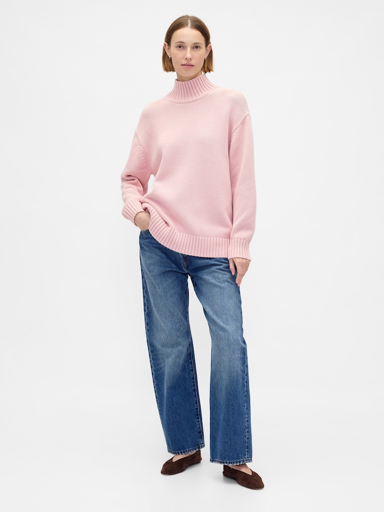 100% Cotton Oversized Mockneck Sweater