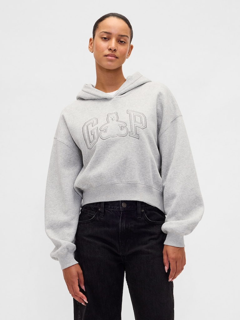 VintageSoft Brannan Bear Logo Crop Hoodie