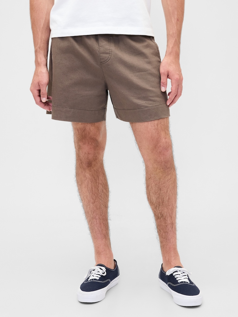 5.5" Linen-Blend Relaxed Shorts