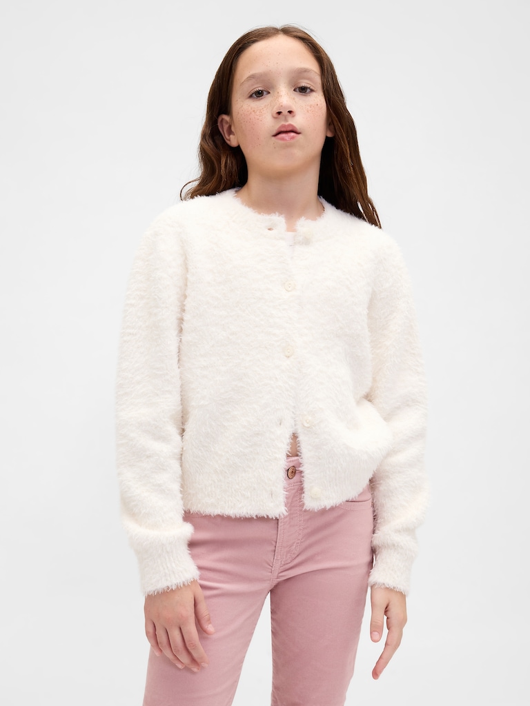Kids Eyelash Cardigan Sweater