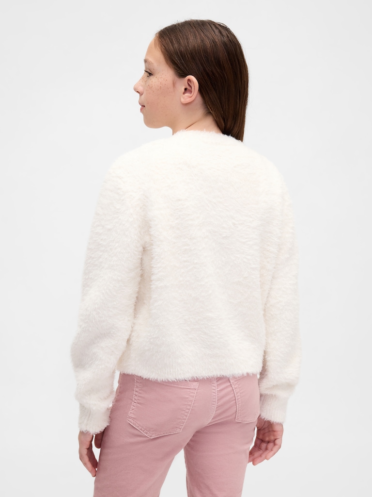 Kids Eyelash Cardigan Sweater