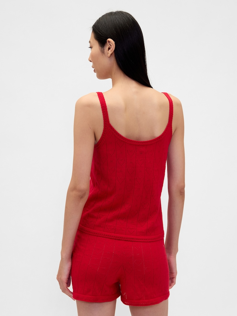 Lightweight CashSoft Pointelle Heart PJ Tank Top