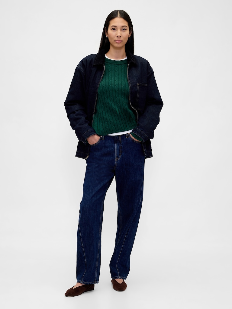 CashSoft Cable-Knit Crewneck Sweater