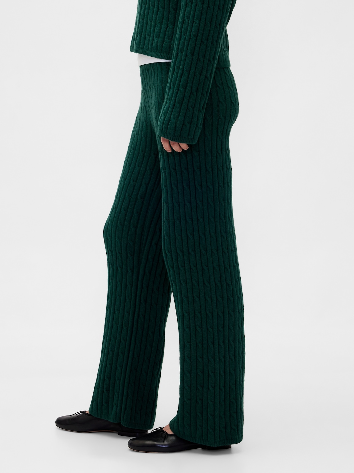 CashSoft Cable-Knit Sweater Pants