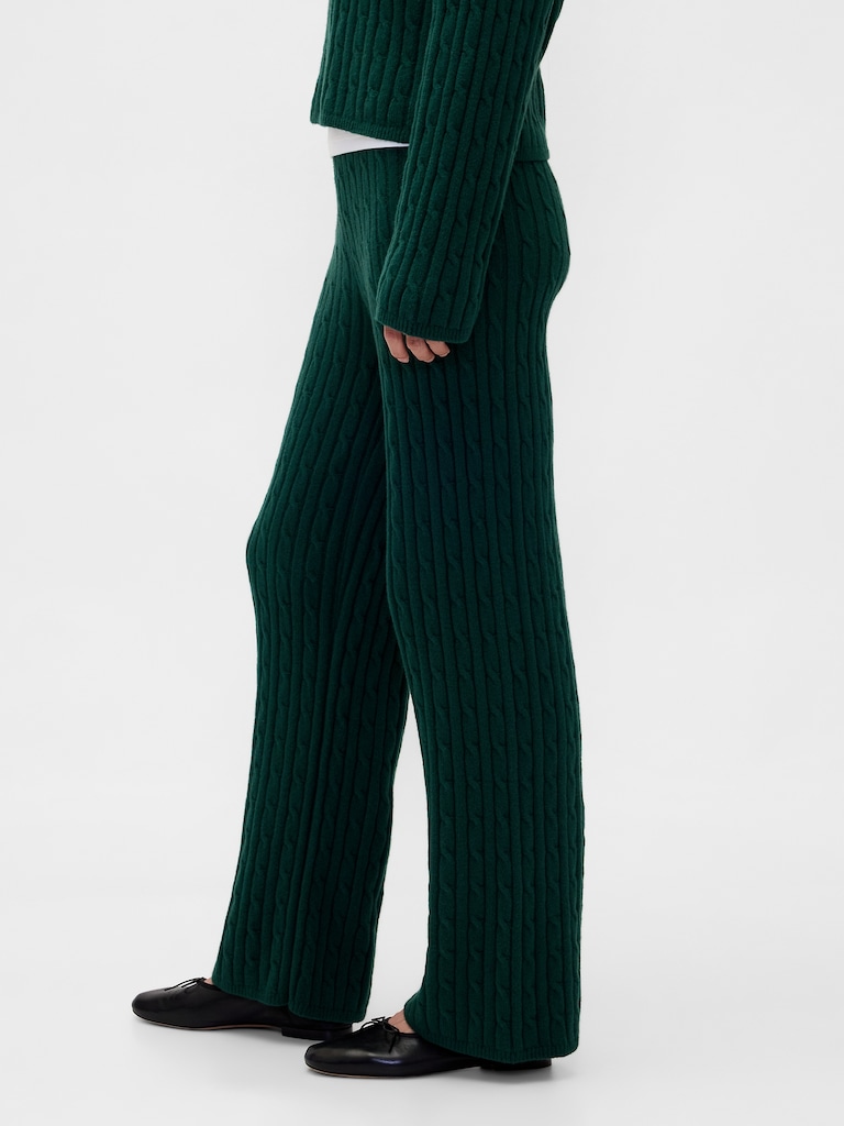 CashSoft Cable-Knit Sweater Pants