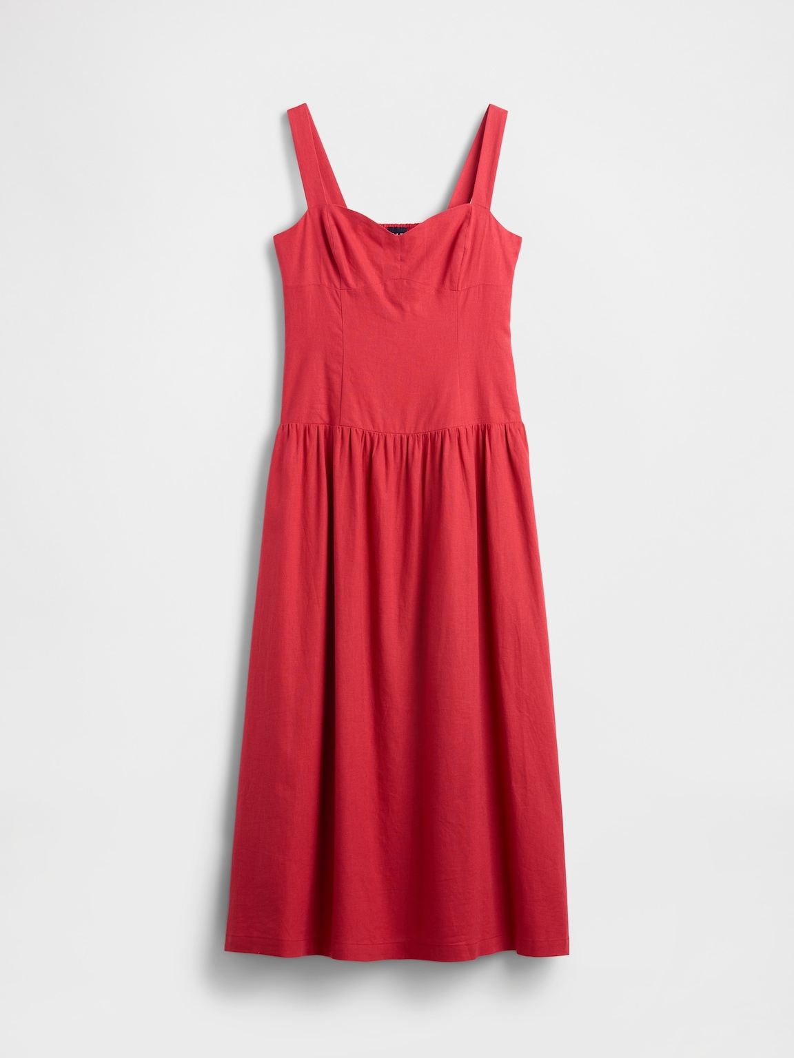 Linen-Blend Drop-Waist Corset Maxi Dress
