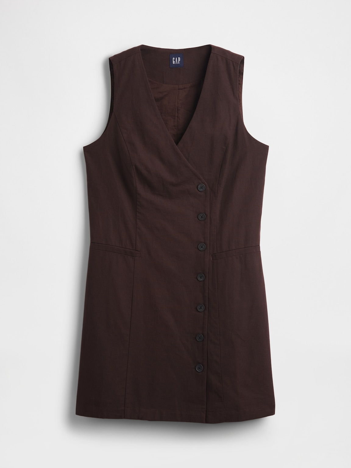 Linen-Blend Asymmetrical Mini Dress