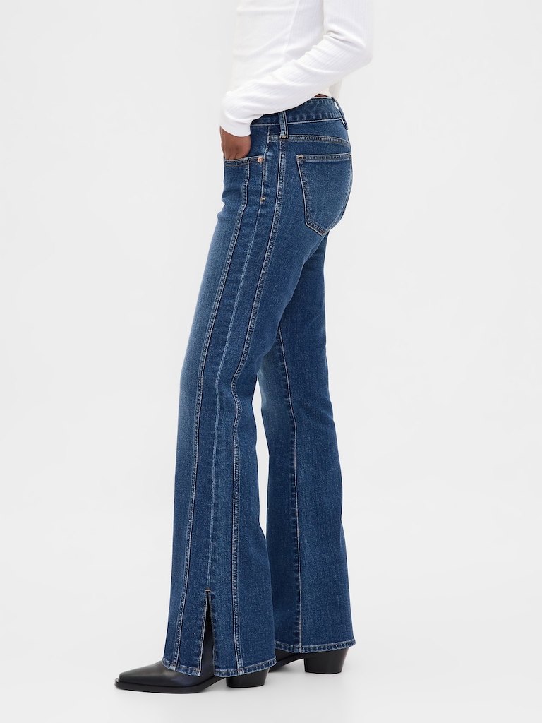 Low Rise Long & Lean Seamed Split-Hem Jeans