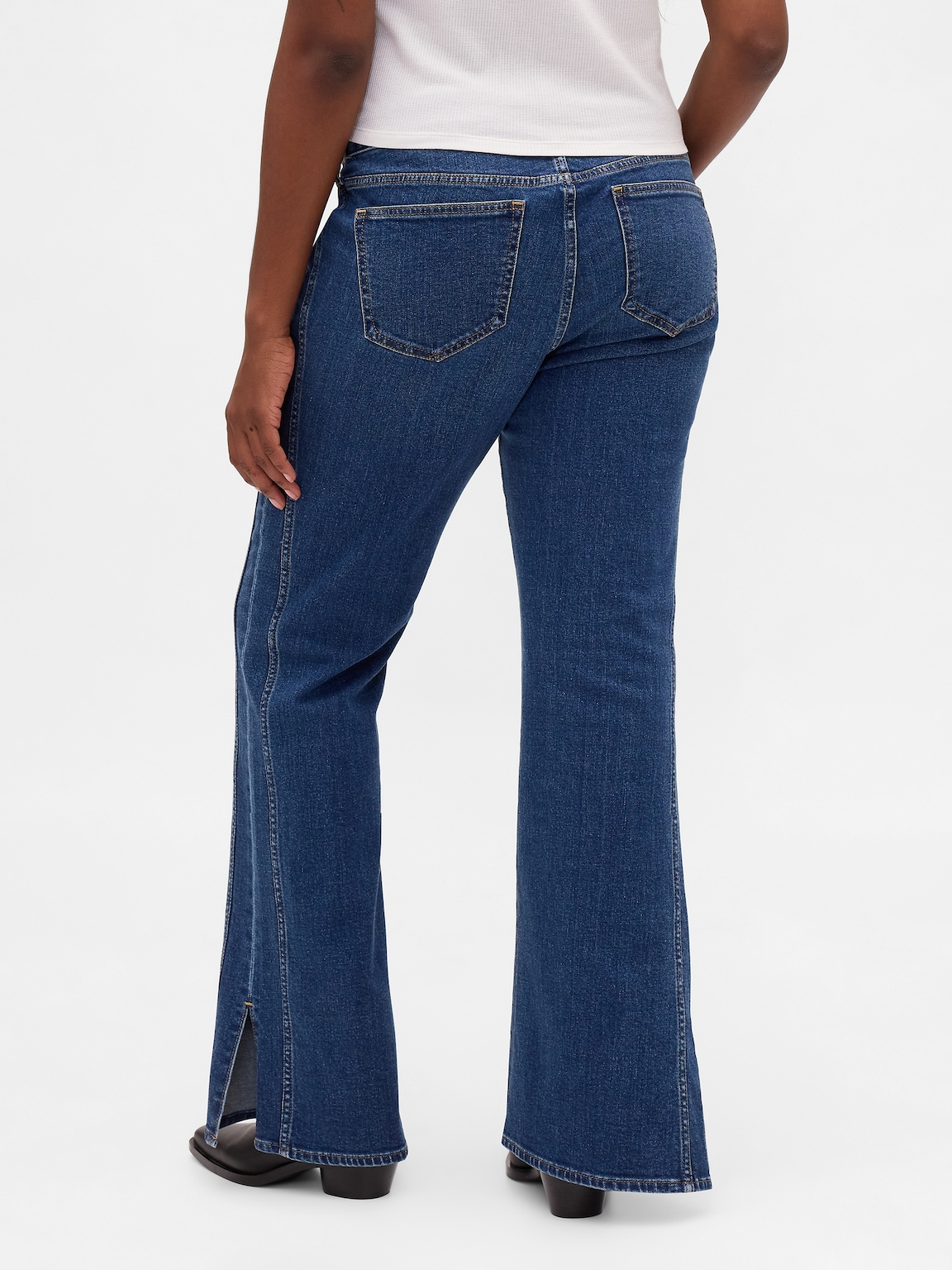 Low Rise Long & Lean Seamed Split-Hem Jeans